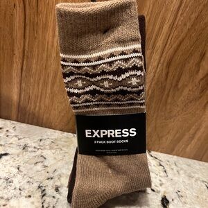 Express Men's 3-Pack Boot Socks - Tan, Brown & Cream